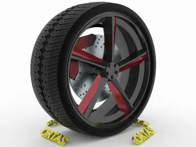 ORTAS CAR WHEEL RIM 124 GAME READY WHEEL RIM TIRE 3D model