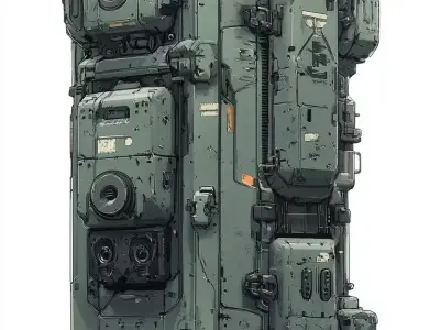 Large External Storage Unit with Control Panel - 3D Model 3D model