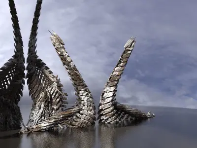 Dragon Bone Floating Mountain winter structures 3D model
