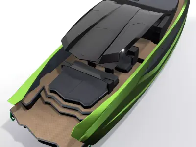 Tecnomar 63 motor yacht speedboat GREEN 3D model