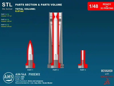 AIM-54A Phoenix - Scale 1-48 NEW 3D print model