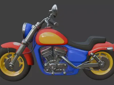 Cartoon Motorcycle 3D Model 3D model buy