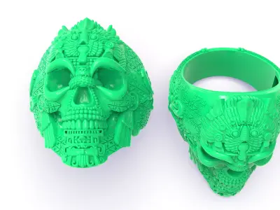 decorative skull ring 3d print ready model US 4 TO 13 sizes  3D print model