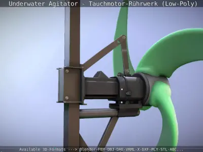 Underwater Agitator - Tauchmotor-Ruehrwerk 1 Low-Poly Version  Low-poly 3D model