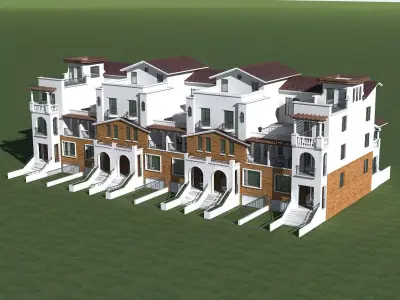 Villa three story apartment building 3D model