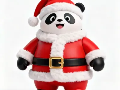 Chunky Santa Panda 3D Model - Cute Holiday Mascot Low-poly 3D model