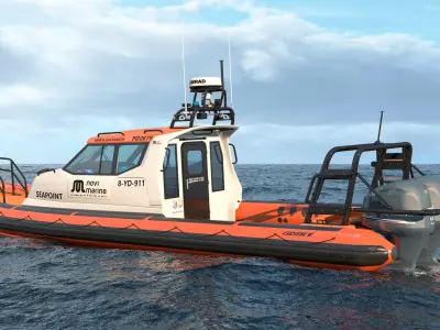 Motor Boat Orange Waverider 1060 GRP  purchase 3D model