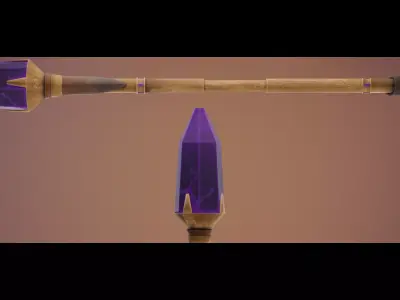 Low Poly Stylized Magical Staff Free low-poly 3D model