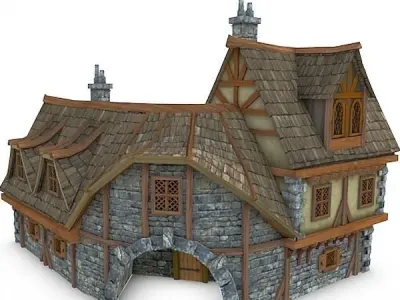 Medieval Building 19 Coaching Inn Low-poly 3D model