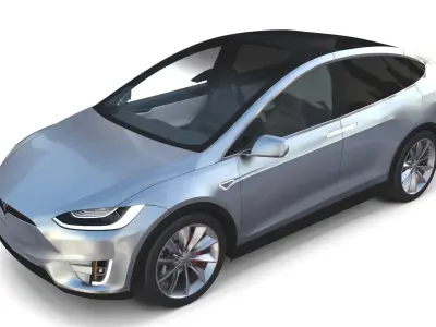 Tesla Model X Silver with interior and chassis 3D model purchase