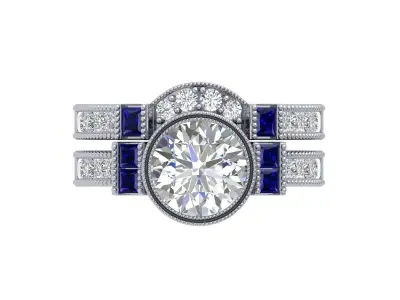 Solitair Ring Bridal Set 3D print model 44
