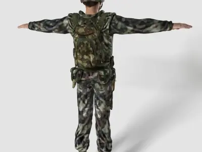 US Soldier Character Low-poly 3D model