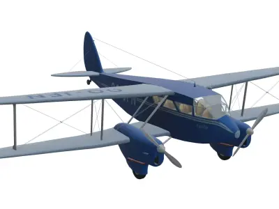 de Havilland DH89 Dragon Rapide Low-poly 3D model