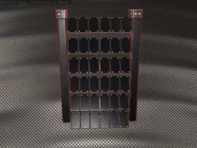 Sci-Fi Stairs - 14- Red Version Low-poly 3D model