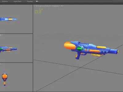 Cartoon toy water gun - blue plastic pistol Low-poly 3D model