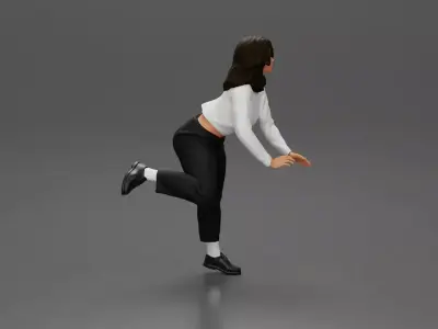 Woman in White Sweater and Black Pants Riding Motorcycle 3D print model