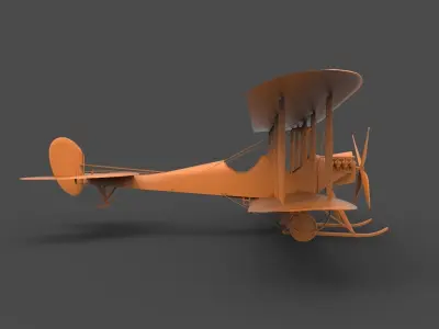 B-E-2 wwii biplane 3D print model