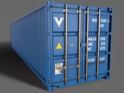 PBR 40 ft Shipping Cargo Container - Blue Light Low-poly 3D model