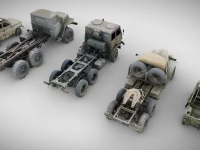Wrecks of military vehicles - package 01 3D model