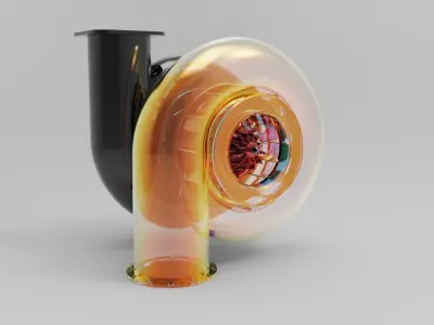 TURBOCHARGER CREATED IN SIEMENS NX RENDERED KEYSHOT  3D model