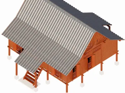 Traditional Malay House Tiang 12 Vernacular Architecture  3D model