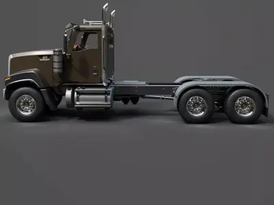 Detailed CAT CT680 Semi-Truck Heavy-Duty Vehicle Asset 3D model
