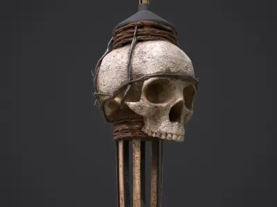 Skull Torch Low-poly 3D model