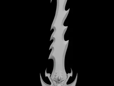 Simple lowpoly fantasy sword modeling Low-poly 3D model 9