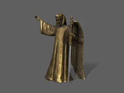 Angel bronze statue Low-poly 3D model