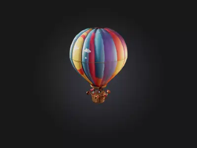 Cartoon Hot Air Balloon 3D model buy