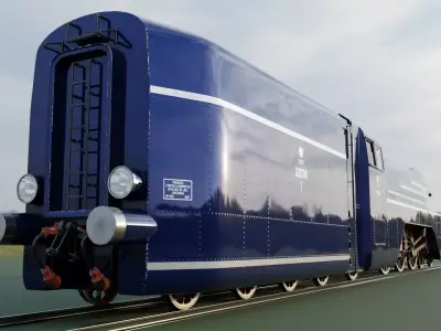 PM36-1 Polish Streamlined Steam Locomotive Animated Steam Engine 3D model