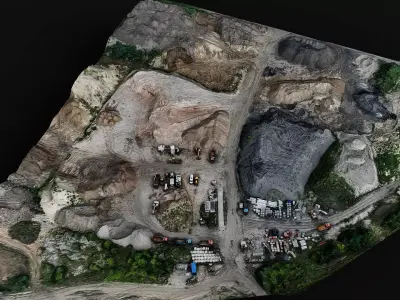 construction site machinery storage area PBR photogrammetry Low-poly 3D model