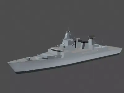 Battleship british warship Low-poly 3D model