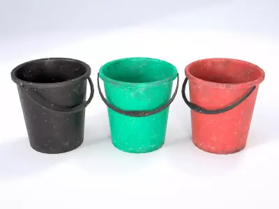 10L Plastic Bucket Low-poly 3D model