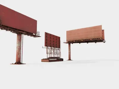 oldy rusty advertisement billboards with 4k pbr game ready Low-poly 3D model