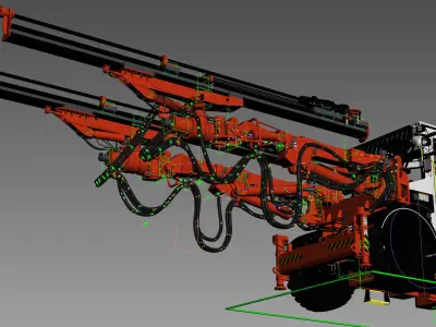 Underground Mining Drill Rigs DD422iE Rigged 3D model