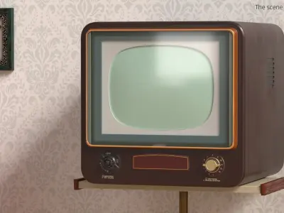 Vintage Tube Television 1950s Brown 3D model