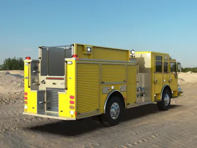 Firetruck Pierce Pumper Velocity chasis lowpoly Low-poly 3D model