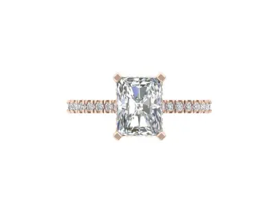 Emerald Solitaire Ring 3D print model 33