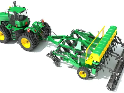 Tractor with Seed Drill 3D model get