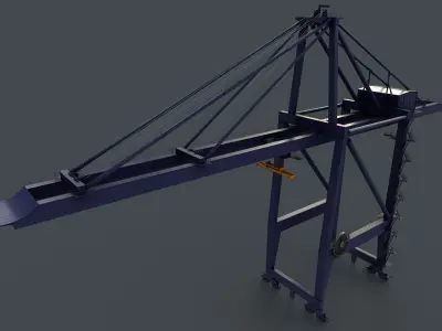PBR Quayside Container Crane V2 - Blue Dark Low-poly 3D model