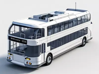 Modern White DoubleDecker City Bus Low-poly 3D model