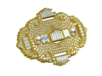 Antique Art Deco Style Brooch 3D print model