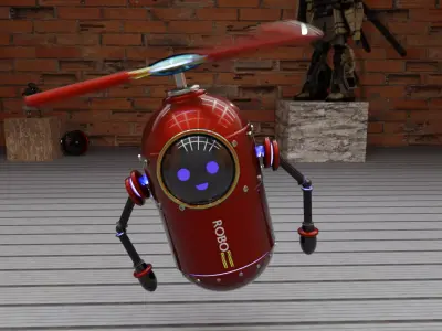 robot helicopter Free low-poly 3D model