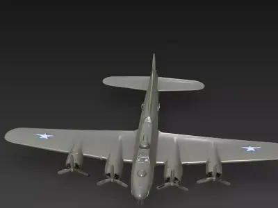 American B-17 Flying Fortress 3D Model Low-poly 3D model