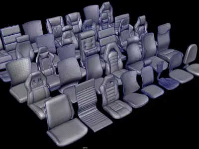 Chair seats collection Low-poly 3D model