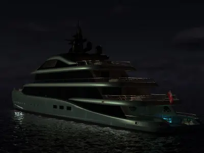 Kensho Superyacht Night Scene 3D model