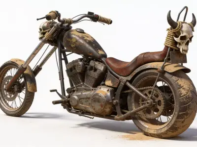 Wasteland Outlaw Chopper Motorcycle Low-poly 3D model