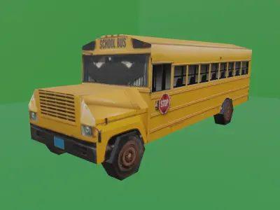 SCHOOL BUS - LOW POLY - PS1 RETRO STYLE Low-poly 3D model