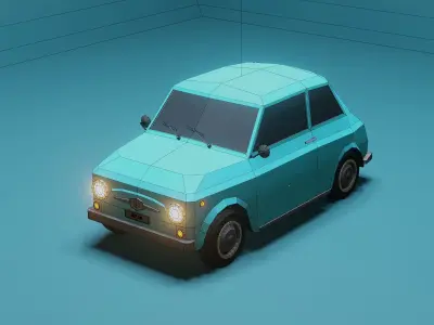 Low Poly Car 3D Model with headlights Free 3D model